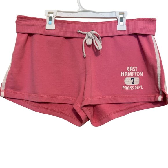 VTG Abercrombie Fitch Women's Gym Booty Shorts Pink White Trim Turn Sz Large - Picture 7 of 16